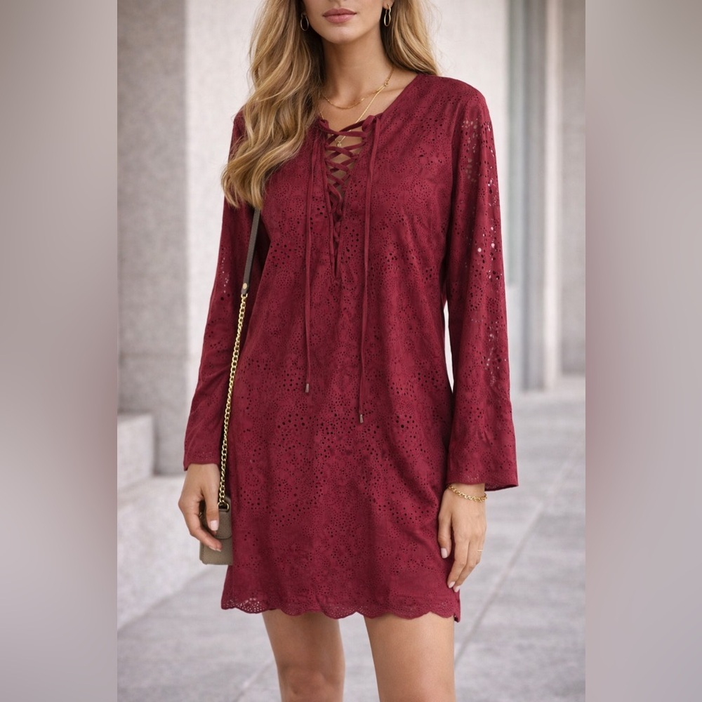 NWT Buffalo David Britton Lace-Up Long Sleeve Dress size Small